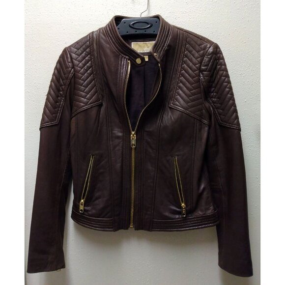 MICHAEL Michael Kors Women’s Brown 100% Leather Moto Jacket in Small - Picture 5 of 16